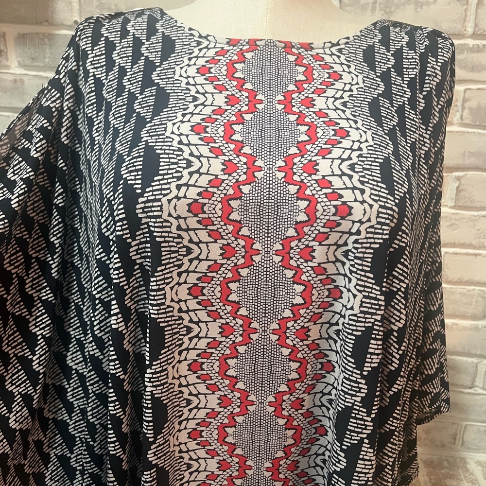 Alfani Black and Red Patterned Blouse